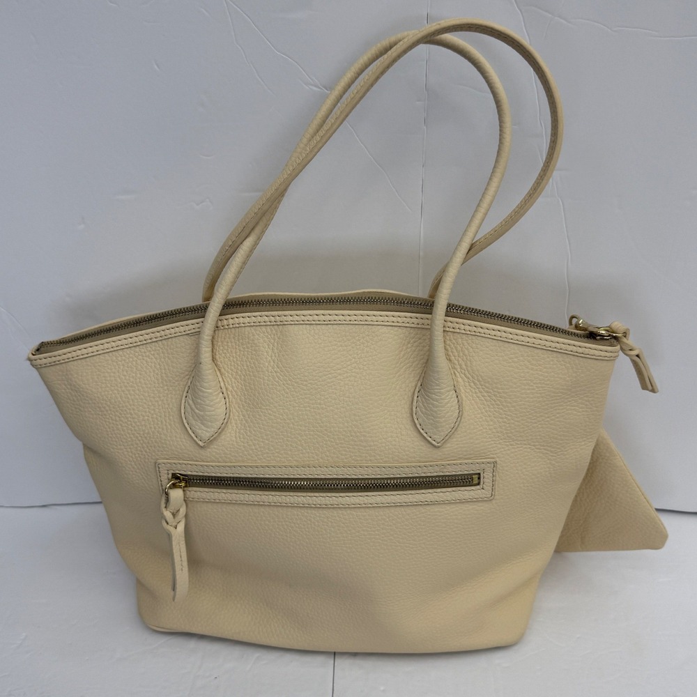 Dooney & Bourke Pebble Grain Tote Bag Womens Cream Leather Shoulder Bag - Picture 3 of 9